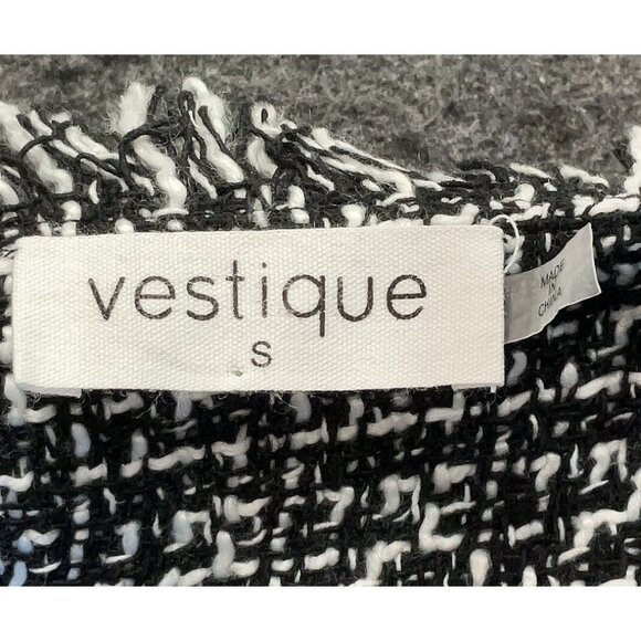 Vestique Black & White Tweed Sleeveless Sweetheart Neckline Cropped Tank Top - Picture 8 of 11